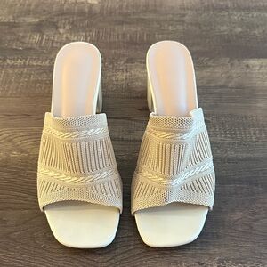 SHEIN Cream Knit Women's Mules